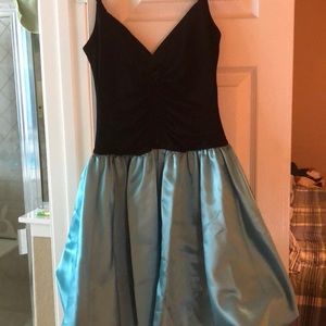 Formal black: blue dress